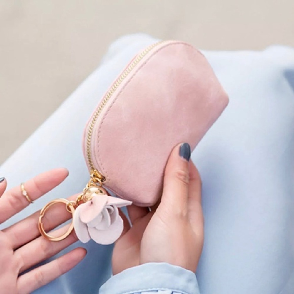 Pink Coin Purse Bag with Keychain